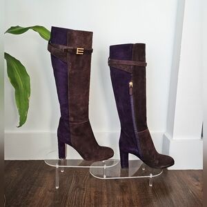 ETRO size 38‎ dark purple and brown leather boots